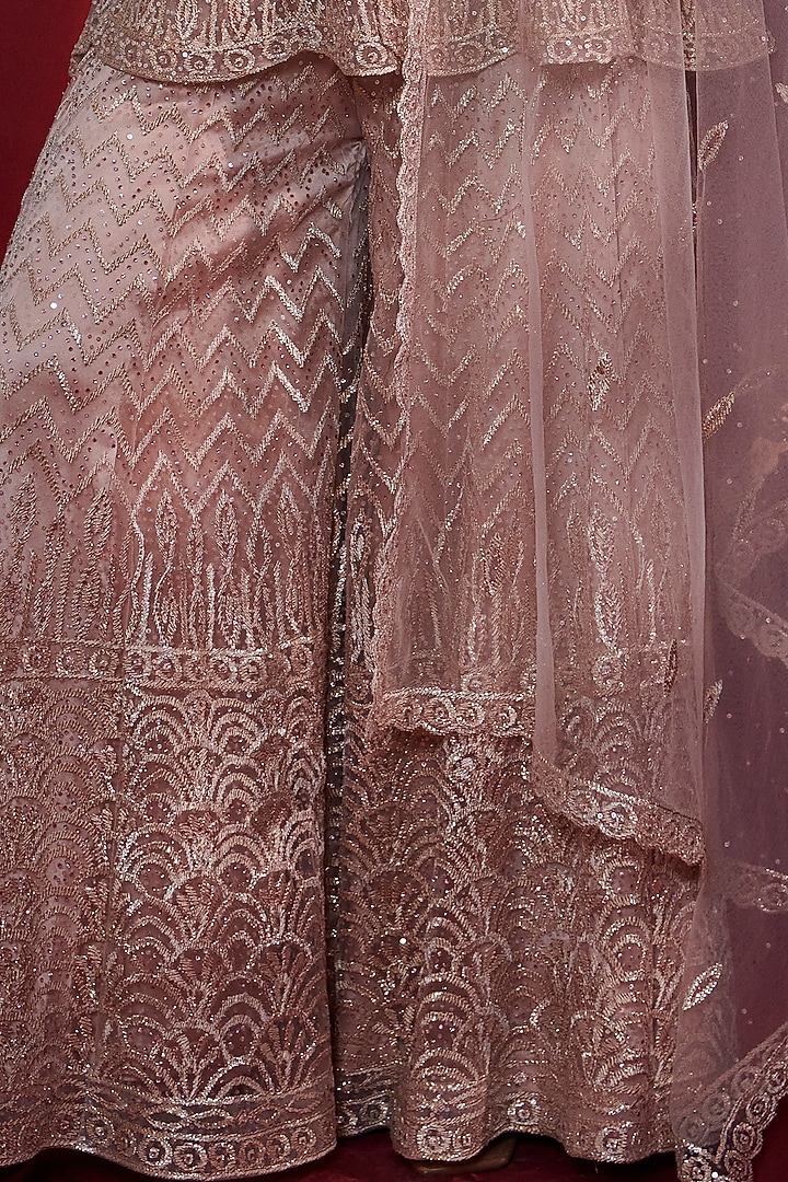Blush Pink Embroidered Bridal Sharara Set by Angad Singh at Pernia's Pop Up Shop