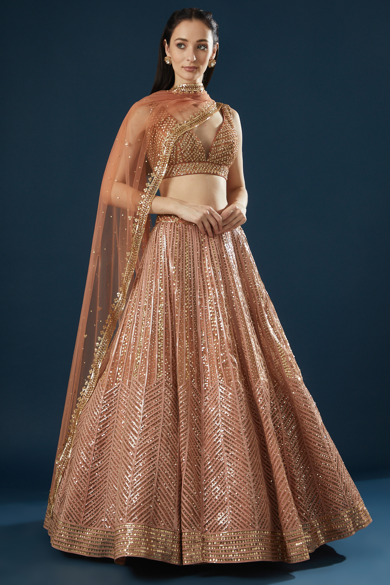 Beige Organza Embroidered Wedding Lehenga Set by Angad Singh at Pernia's Pop Up Shop
