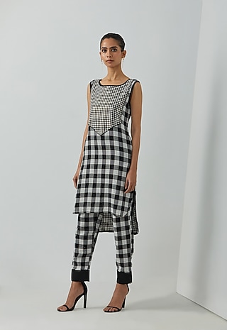 Black & White Cotton Zari Printed Kurta Set by The Indian Cause
