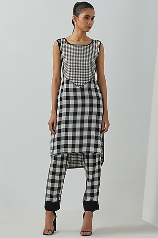 Black & White Cotton Zari Printed Kurta Set by The Indian Cause