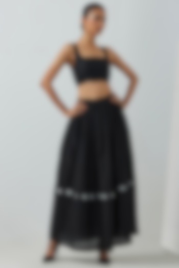 Black Chanderi Skirt by TIC