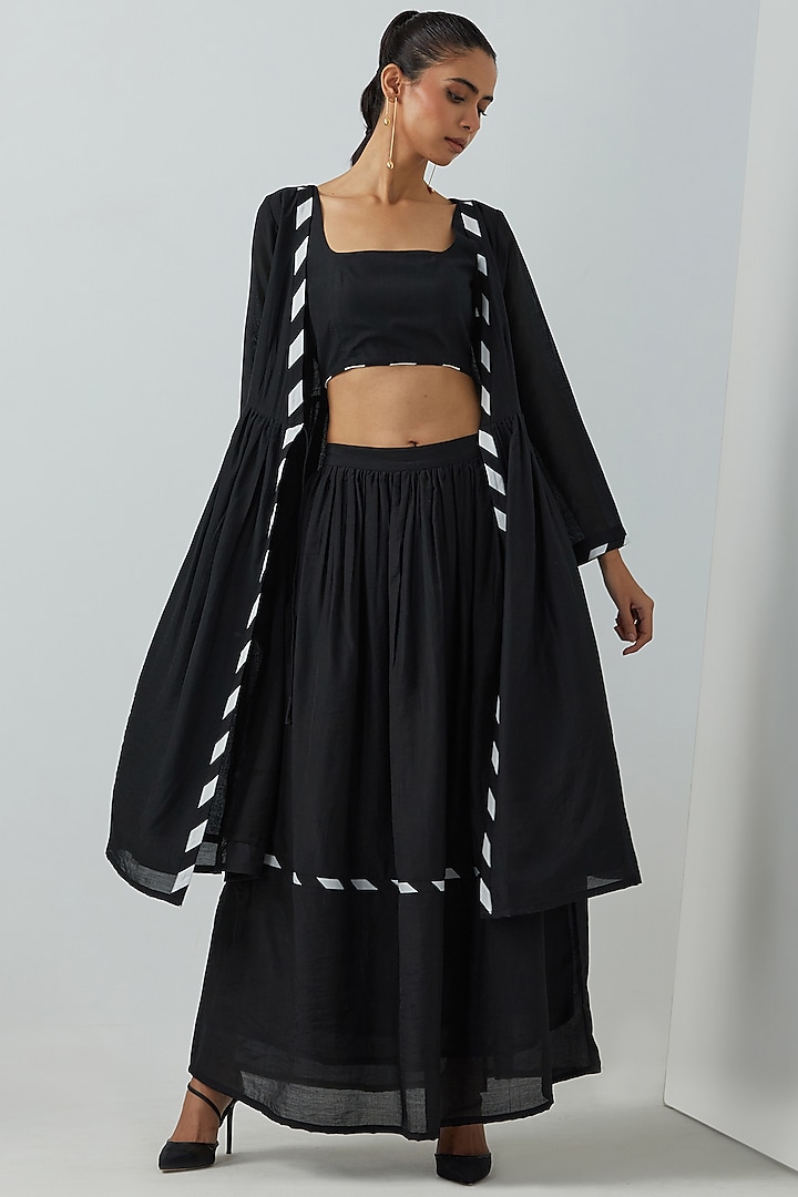 Black Chanderi Overlay by The Indian Cause at Pernia's Pop Up Shop