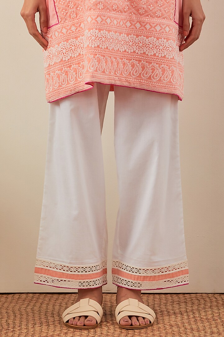 Peach Pure Cotton Embroidered Kurta Set by The Indian Cause at Pernia's Pop Up Shop