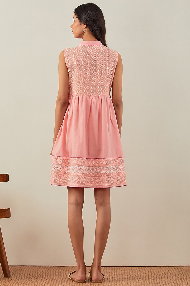 Peach Pure Cotton Chikankari Summer Dress by The Indian Cause at Pernia's Pop Up Shop