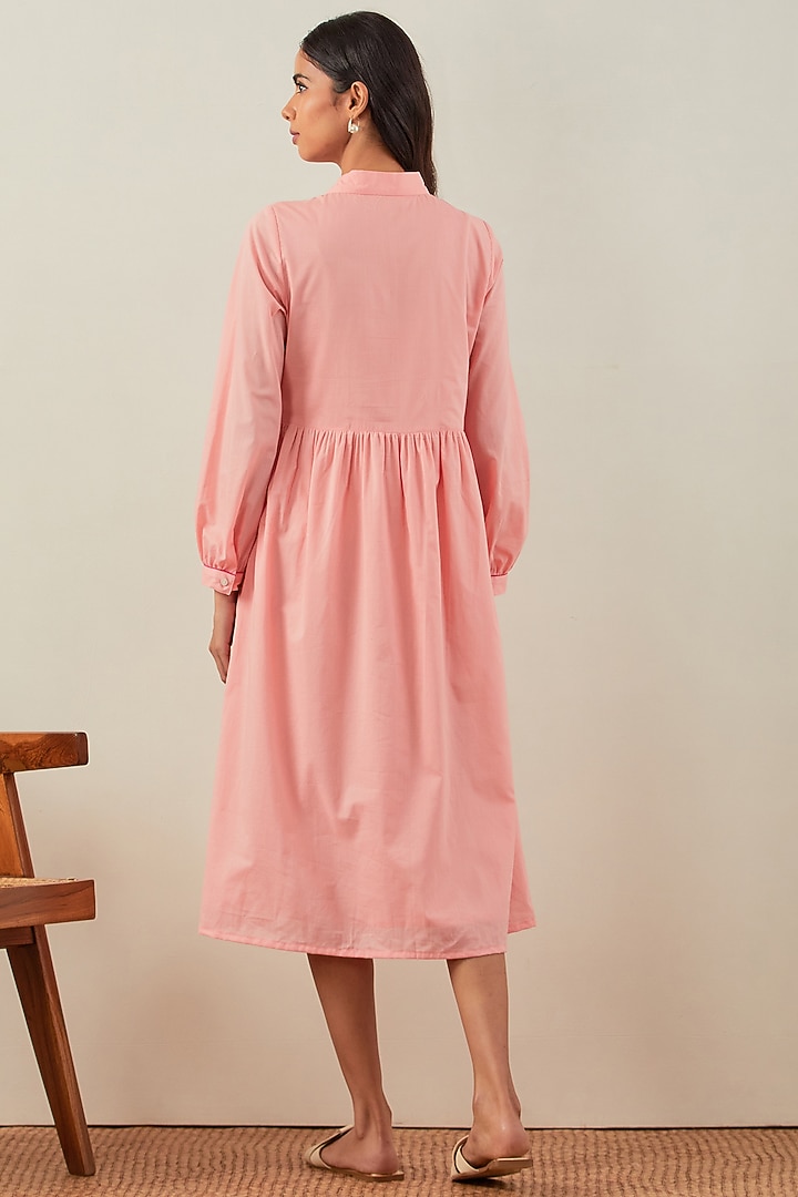 Peach Pure Cotton Embroidered Summer Dress by The Indian Cause at Pernia's Pop Up Shop