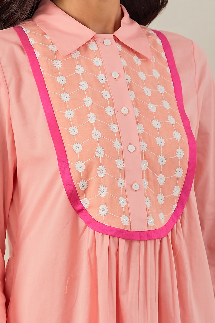 Peach Pure Cotton Embroidered Summer Dress by The Indian Cause at Pernia's Pop Up Shop