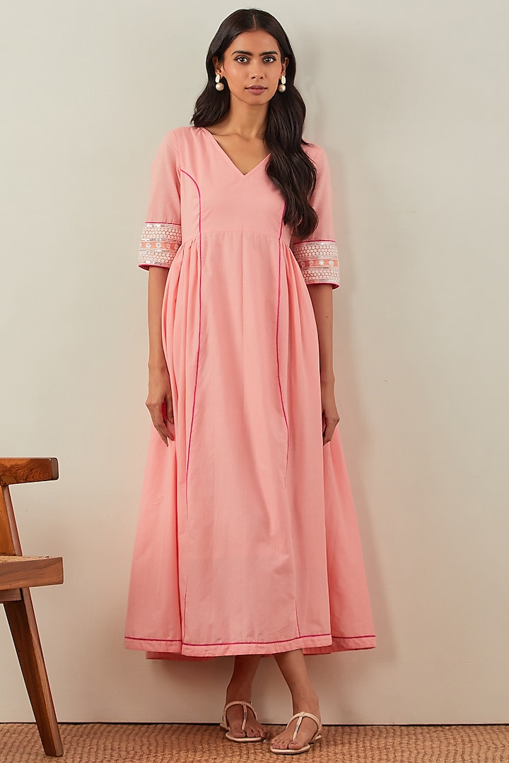 Peach Pure Cotton Dress by TIC