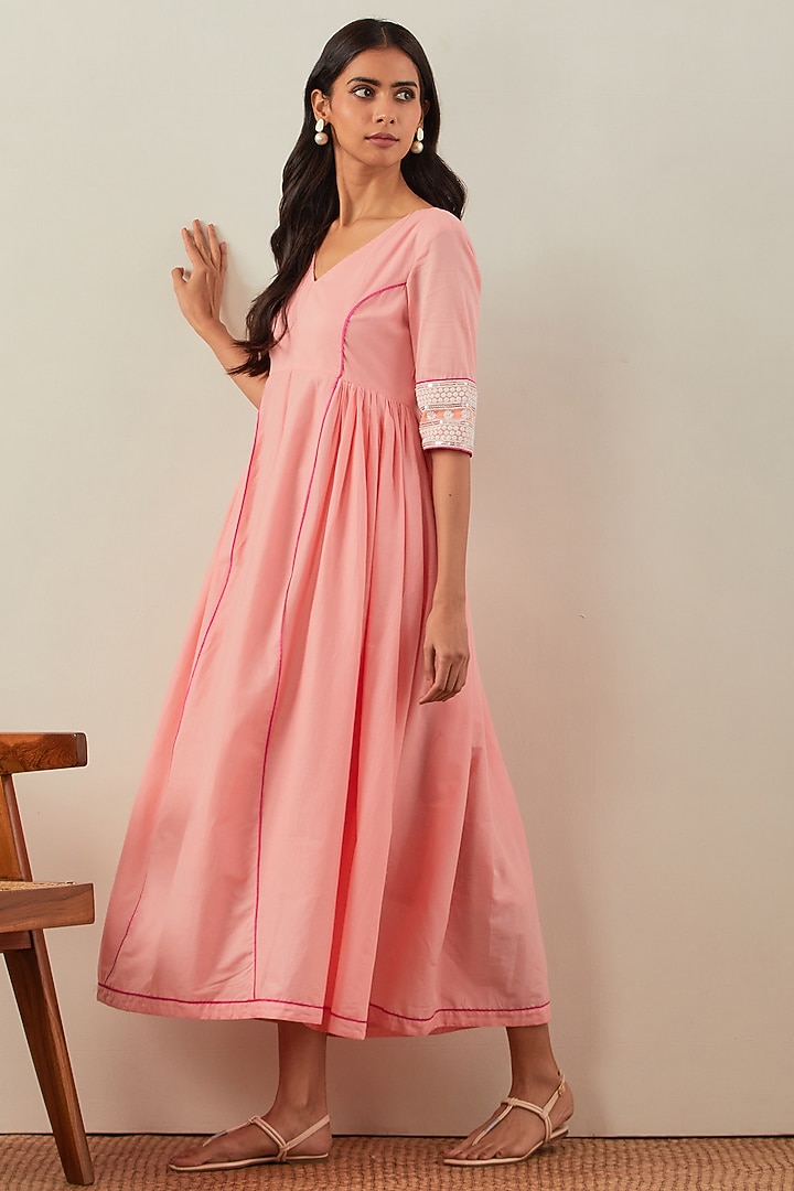 Peach Pure Cotton Summer Dress by The Indian Cause at Pernia's Pop Up Shop