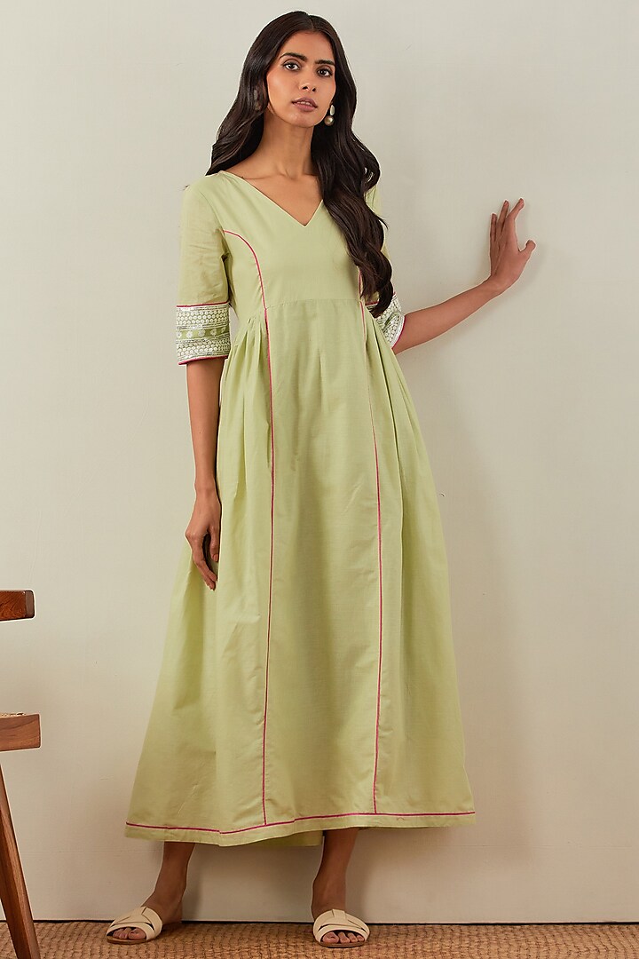 Green Pure Cotton Dress by TIC