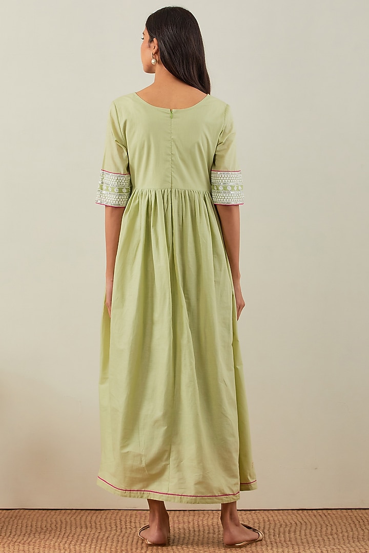 Green Pure Cotton Summer Dress by The Indian Cause at Pernia's Pop Up Shop