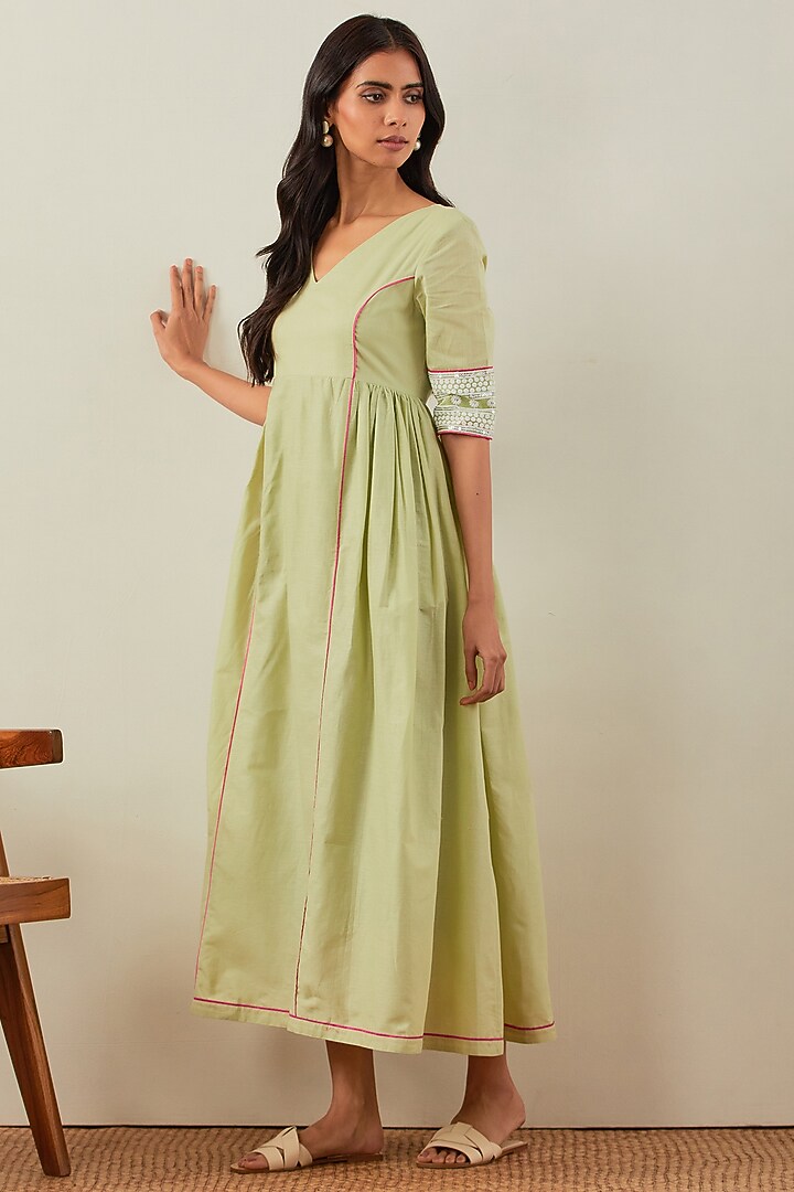 Green Pure Cotton Summer Dress by The Indian Cause at Pernia's Pop Up Shop