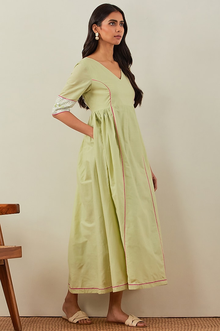 Green Pure Cotton Summer Dress by The Indian Cause at Pernia's Pop Up Shop