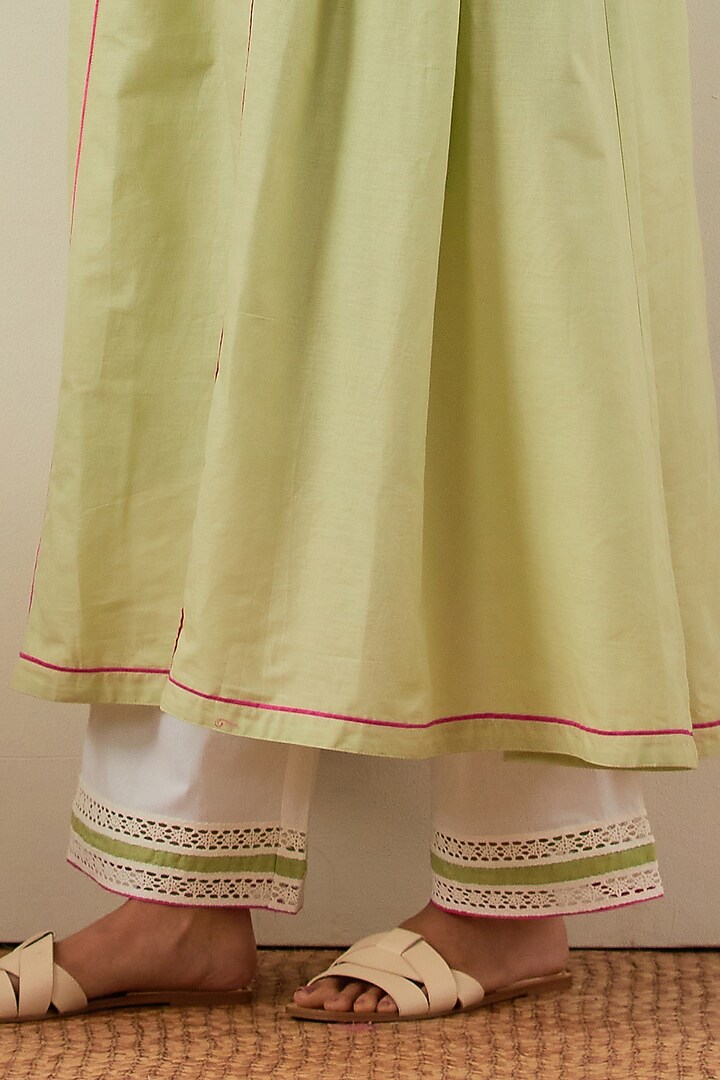 Green Pure Cotton Chikankari Anarkali Set by The Indian Cause at Pernia's Pop Up Shop