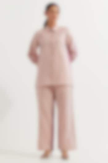 Pink & Mauve Cotton Slub Threadwork Co-Ord Set by The Indian Cause at Pernia's Pop Up Shop
