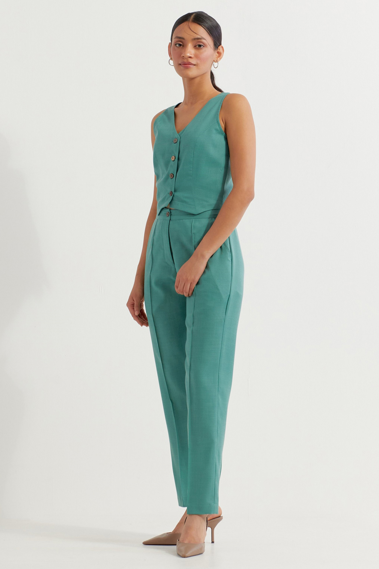 Green Cotton Slub Co-Ord Set by The Indian Cause at Pernia's Pop Up Shop