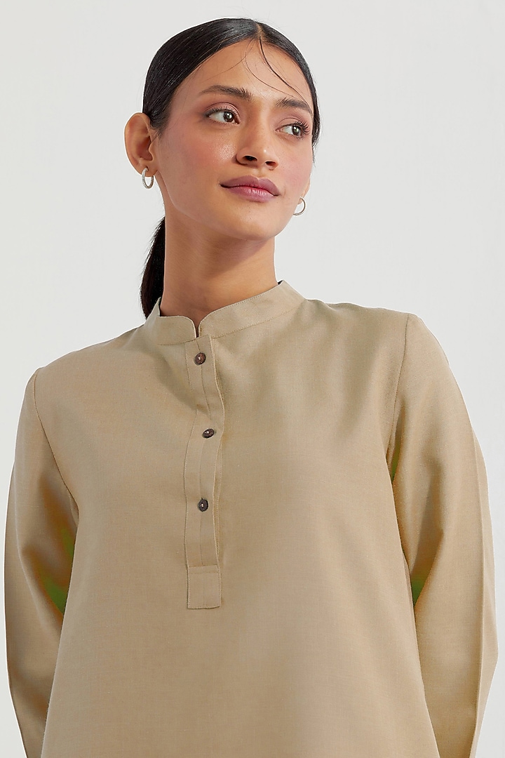 Beige Cotton Slub Co-Ord Set by The Indian Cause at Pernia's Pop Up Shop