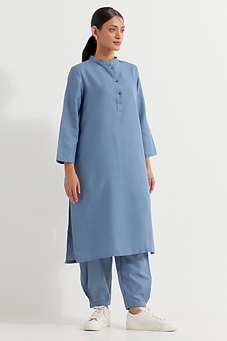 Blue Cotton Slub Co-Ord Set by The Indian Cause