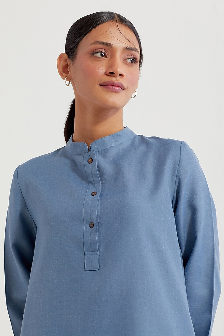 Blue Cotton Slub Co-Ord Set by The Indian Cause at Pernia's Pop Up Shop