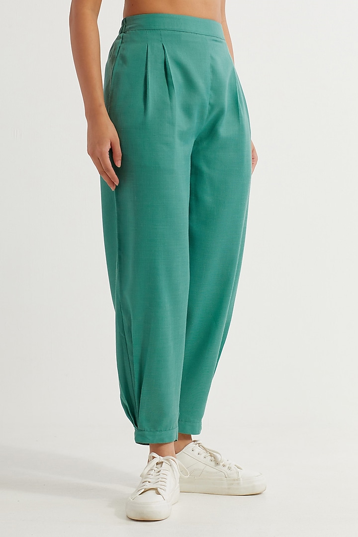 Green Cotton Slub Kurta Set by The Indian Cause at Pernia's Pop Up Shop