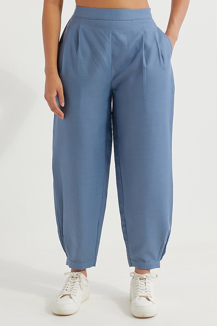 Blue Cotton Slub Kurta Set by The Indian Cause at Pernia's Pop Up Shop