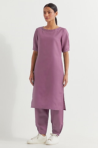 Mauve Cotton Slub Kurta Set by The Indian Cause
