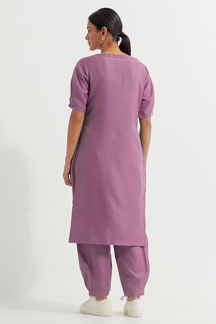 Mauve Cotton Slub Kurta Set by The Indian Cause at Pernia's Pop Up Shop