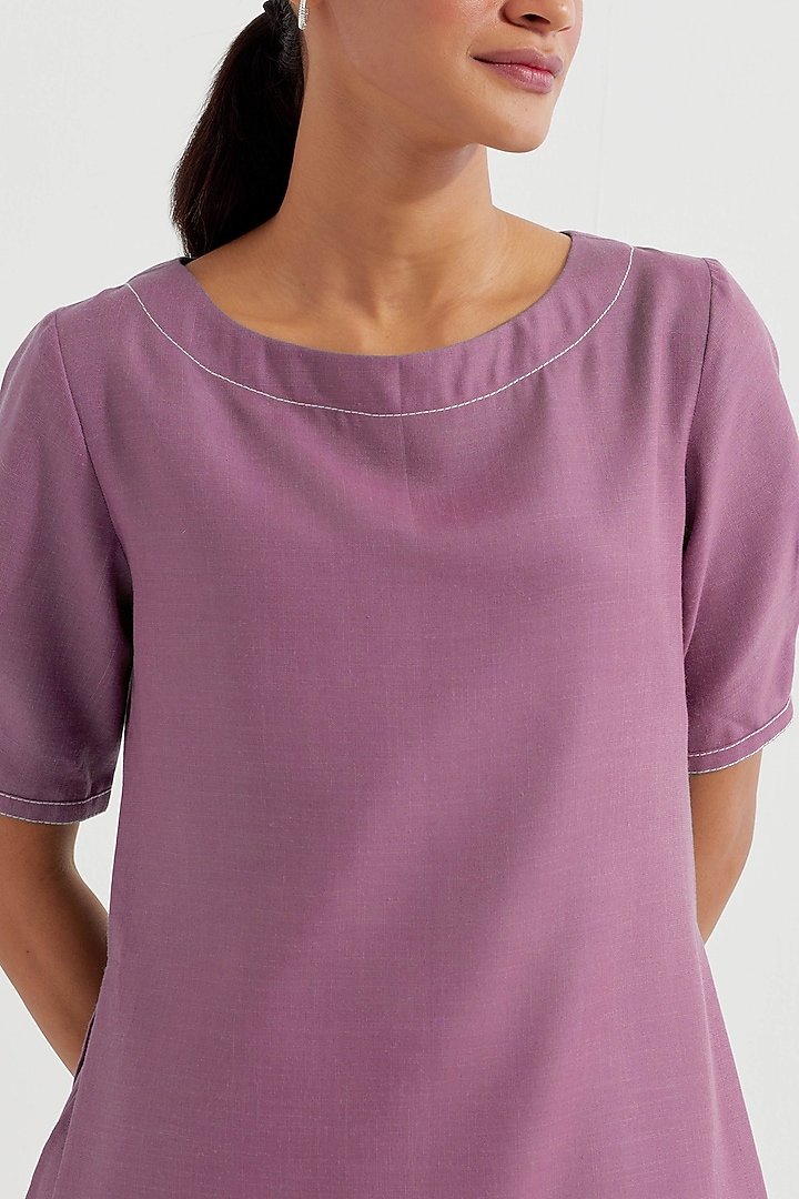 Mauve Cotton Slub Kurta Set by The Indian Cause at Pernia's Pop Up Shop