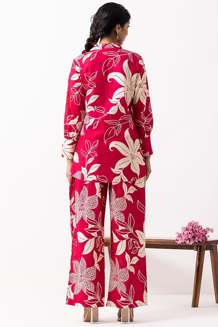 Crimson Red Cotton Block Printed Co-Ord Set by The Indian Cause at Pernia's Pop Up Shop