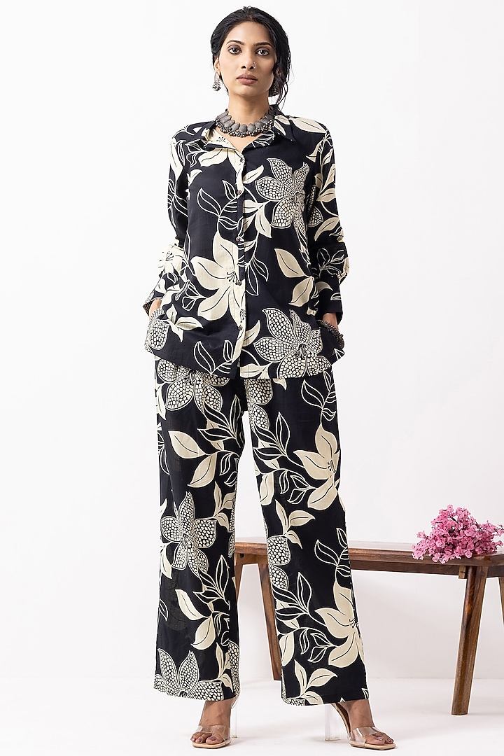 Black Cotton Block Printed Co-Ord Set by The Indian Cause at Pernia's Pop Up Shop