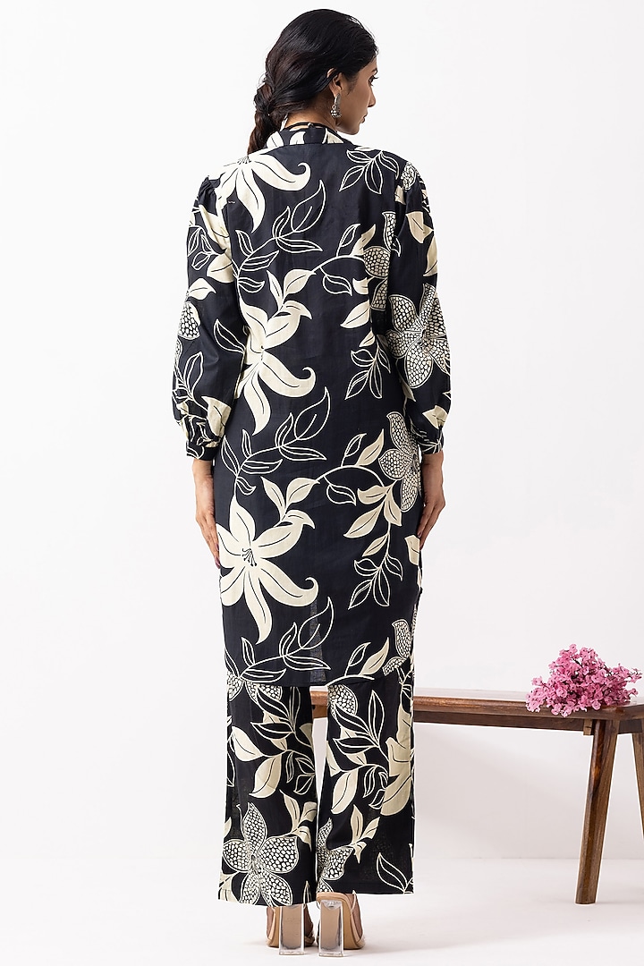 Black Cotton Block Printed Co-Ord Set by The Indian Cause at Pernia's Pop Up Shop