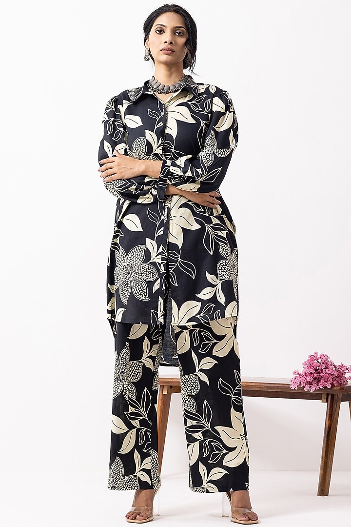 Black Cotton Block Printed Co-Ord Set by The Indian Cause at Pernia's Pop Up Shop