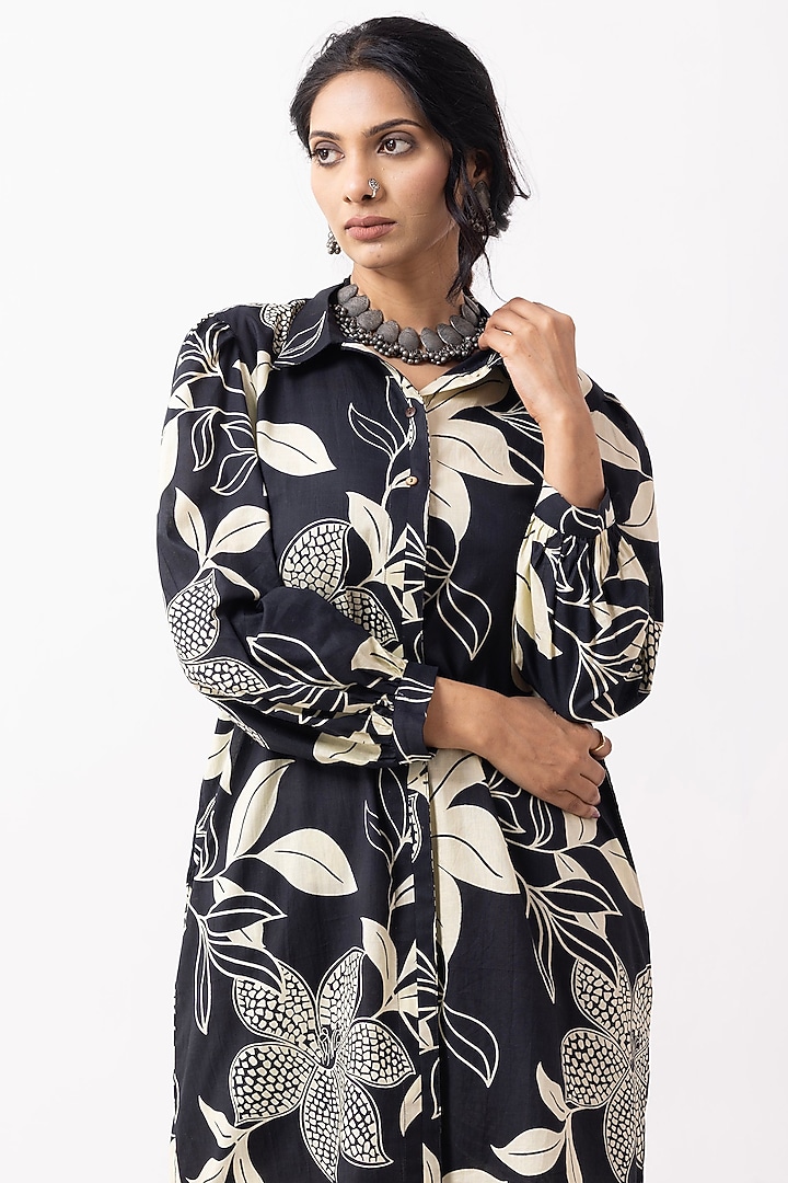 Black Cotton Block Printed Co-Ord Set by The Indian Cause at Pernia's Pop Up Shop
