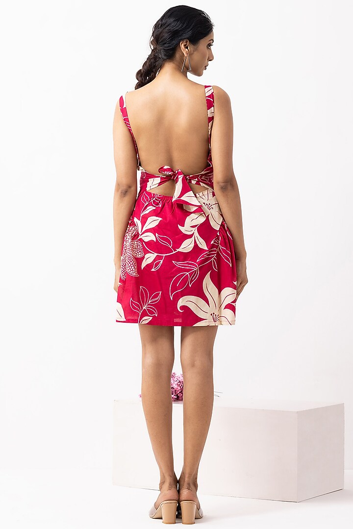 Crimson Red Soft Cotton Block Printed A-Line Mini Summer Dress by The Indian Cause at Pernia's Pop Up Shop
