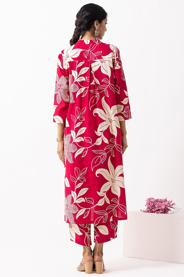 Crimson Red Soft Cotton Block Printed A-Line Kurta Set by The Indian Cause at Pernia's Pop Up Shop