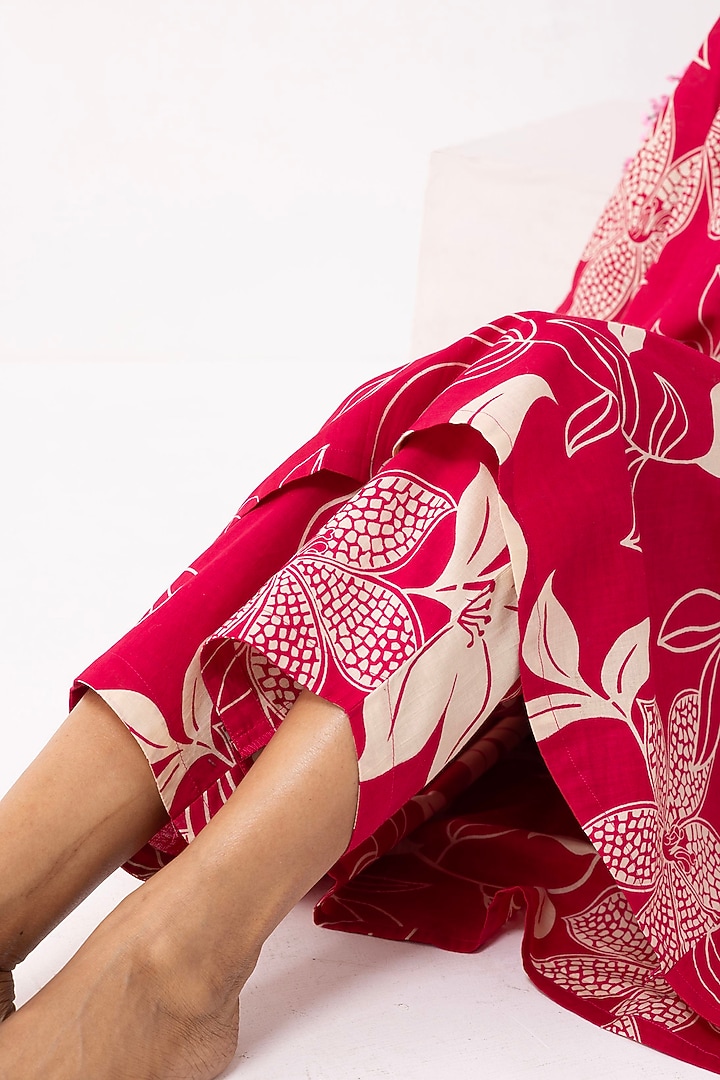 Crimson Red Soft Cotton Block Printed A-Line Kurta Set by The Indian Cause at Pernia's Pop Up Shop