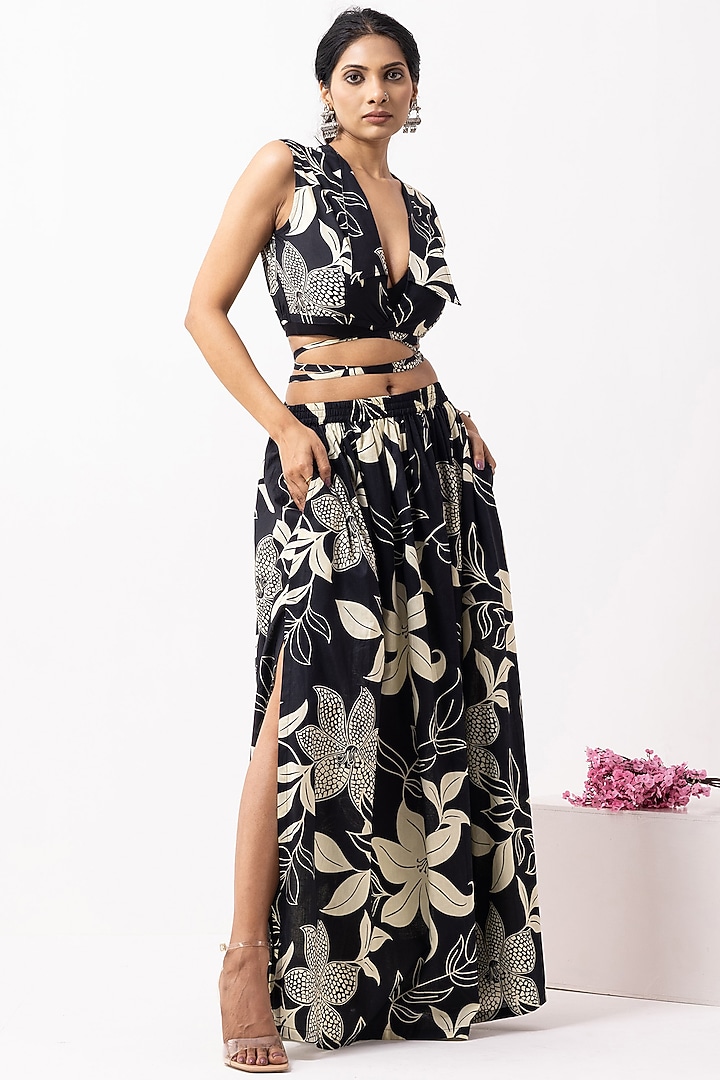 Black Cotton Block Printed Co-Ord Set by The Indian Cause at Pernia's Pop Up Shop