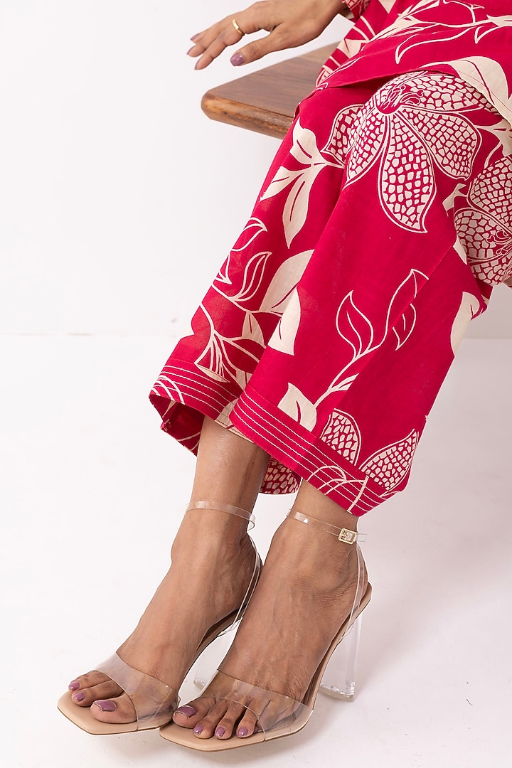 Crimson Red Cotton Block Printed Kurta Set by The Indian Cause at Pernia's Pop Up Shop