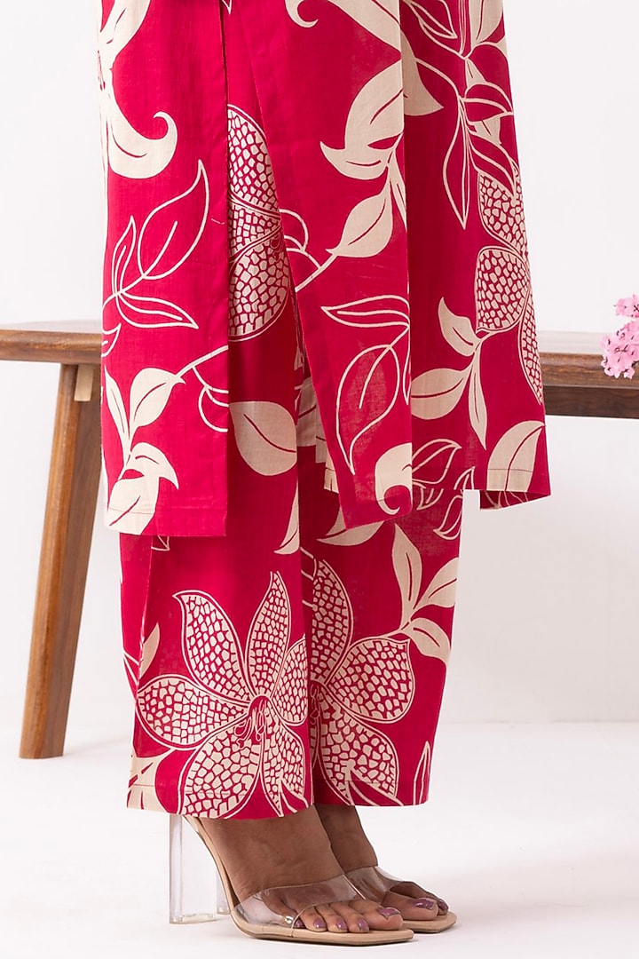 Crimson Red Cotton Block Printed Kurta Set by The Indian Cause at Pernia's Pop Up Shop