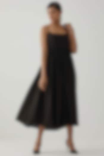 Black Cotton Midi Summer Dress by The Indian Cause at Pernia's Pop Up Shop