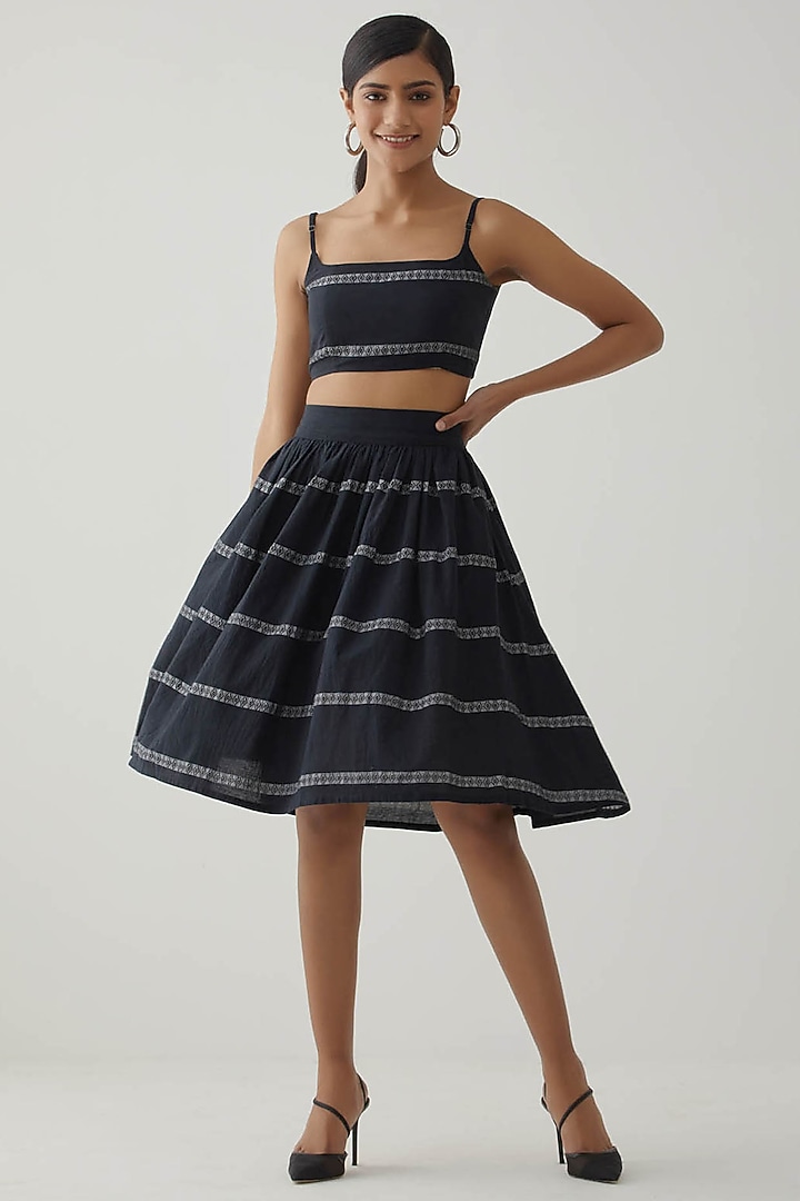 Black Handwoven Jacquard Cotton Bralette by The Indian Cause at Pernia's Pop Up Shop