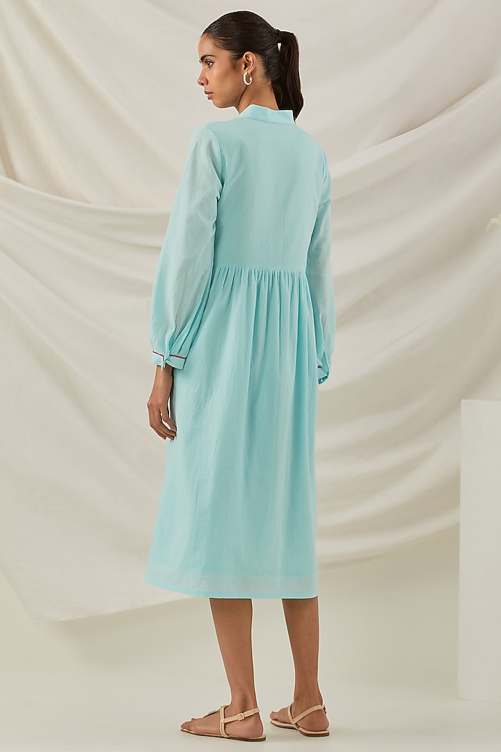 Blue Pure Cotton Chikankari Embroidered Summer Dress by The Indian Cause at Pernia's Pop Up Shop