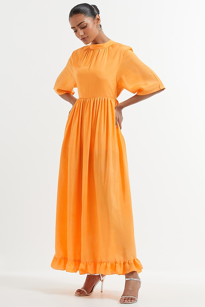  Fanta Orange Silk Summer Dress  by The Indian Cause at Pernia's Pop Up Shop