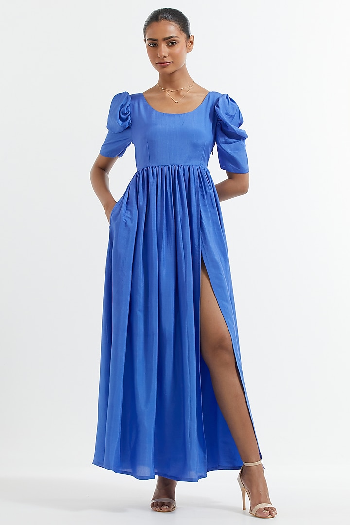  Blue Silk Summer Dress  by The Indian Cause at Pernia's Pop Up Shop