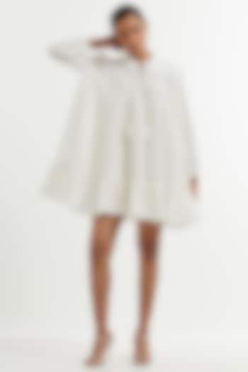  Pearl White Silk Tiered Dress  by TIC