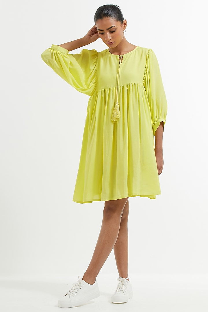  Yellow Silk Mini Dress  by TIC