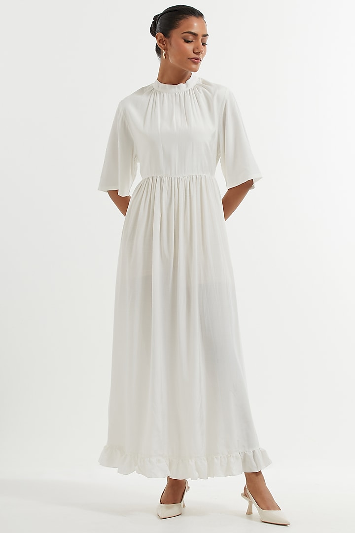  Pearl White Silk Dress  by TIC