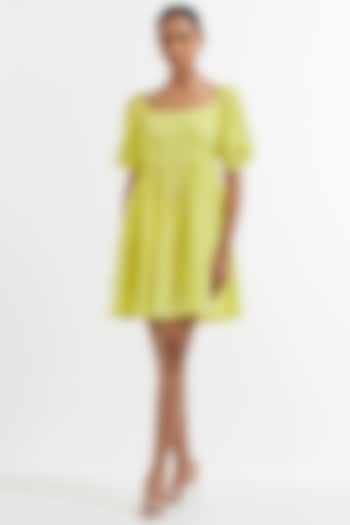  Yellow Silk Flared Dress  by TIC