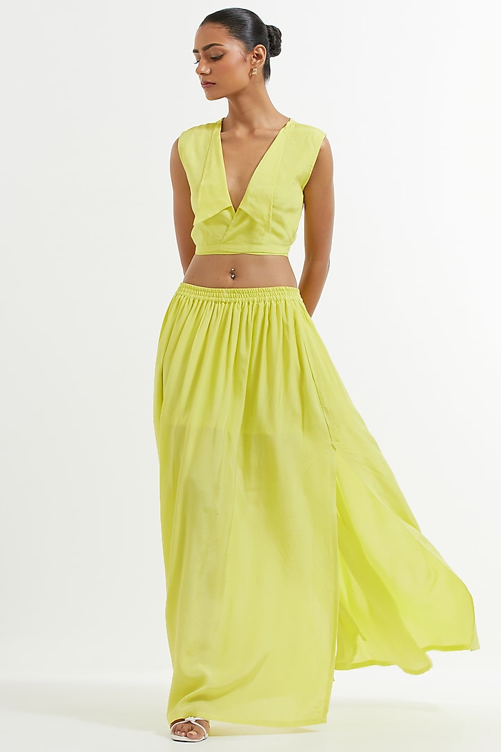  Yellow Silk Skirt Set  by TIC