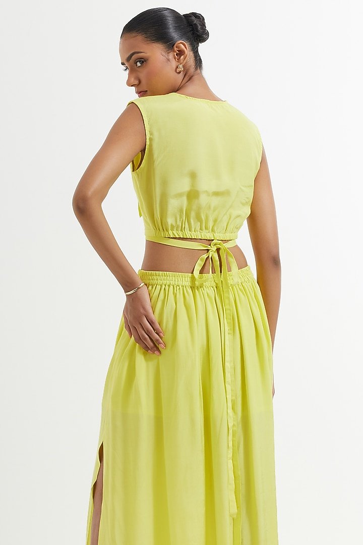 Yellow Silk Crop Top by The Indian Cause at Pernia's Pop Up Shop