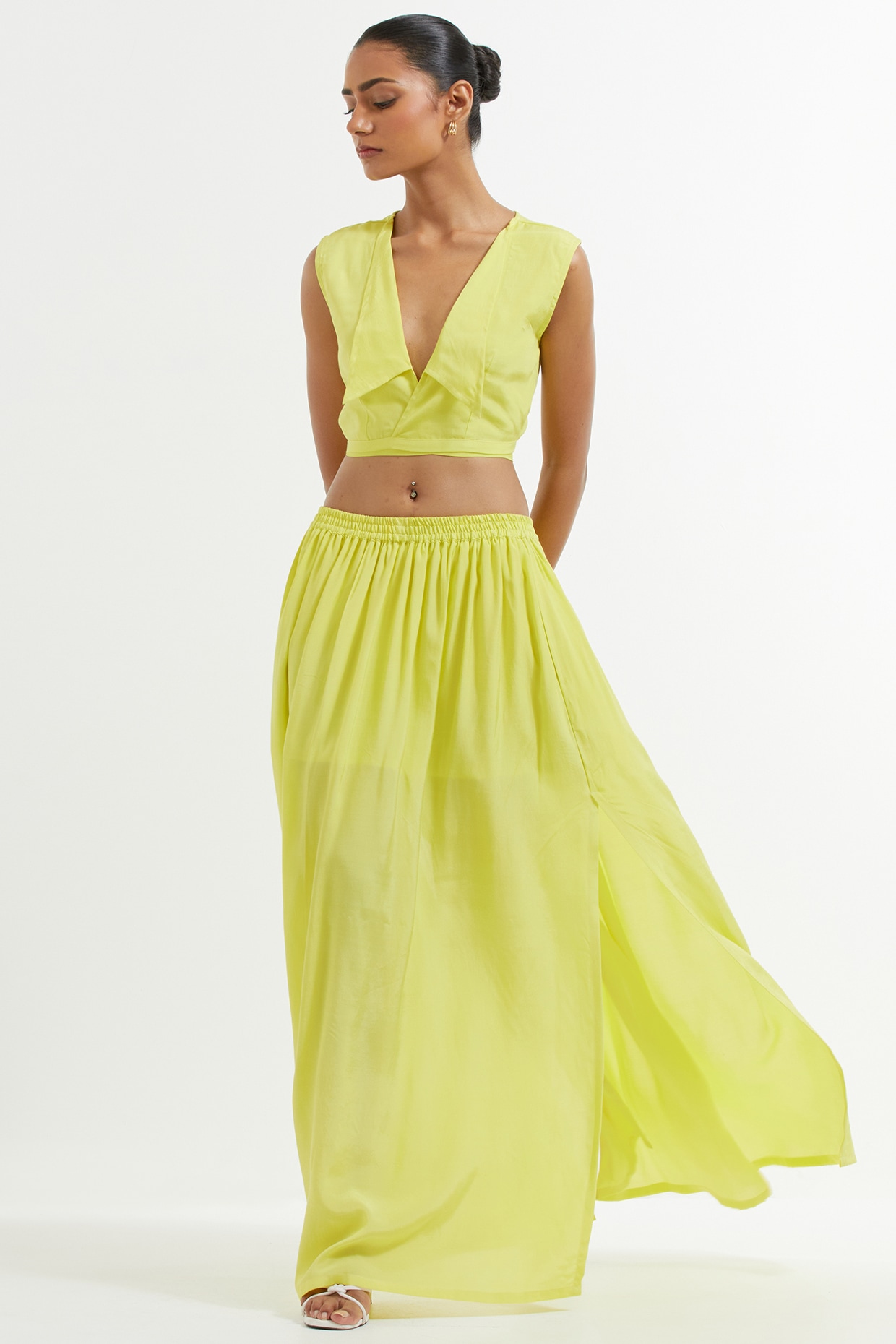 Silk maxi 2025 skirt yellow